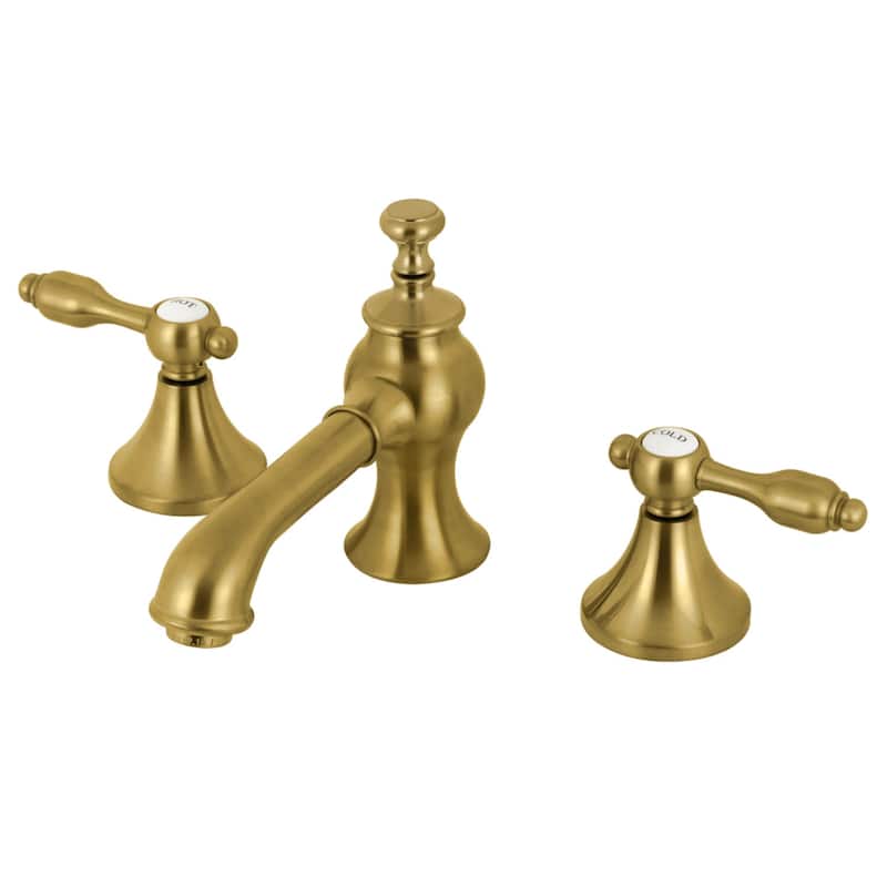 Kingston Brass Tudor 1.2 GPM Widespread Bathroom Faucet with Pop-Up - Brushed Brass