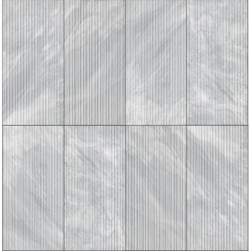 12x24 Inch Carrara Gray 3D Fluted Marble Wall Tile - Textured Finish, 4-Piece Box
