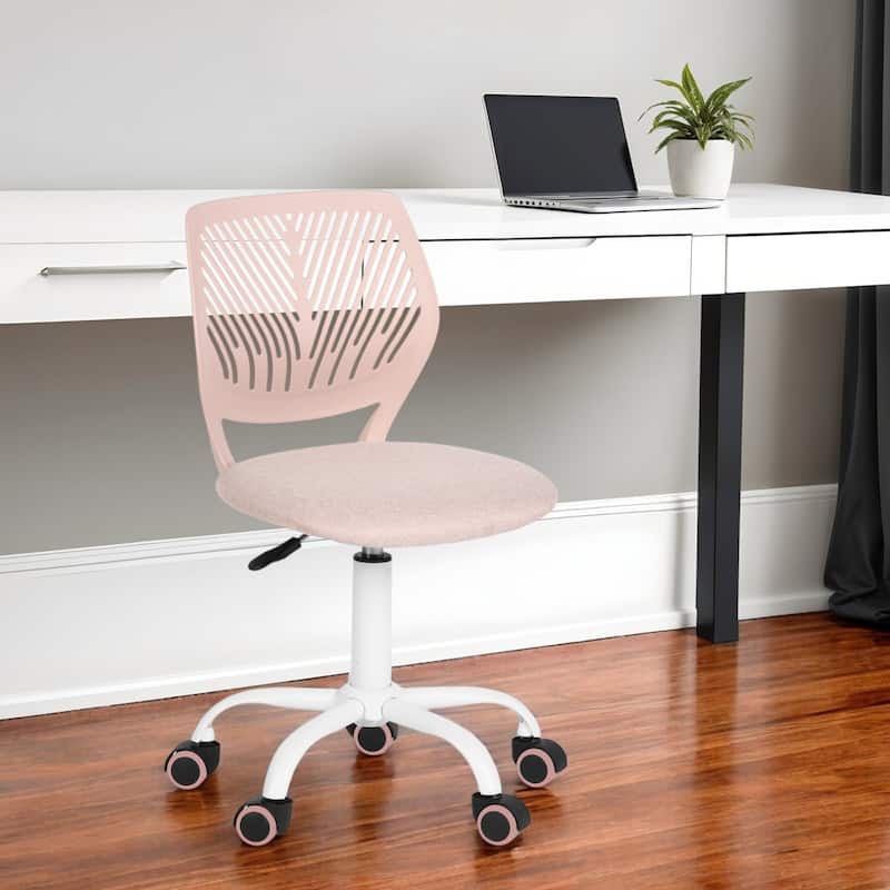 Pink and White Adjustable Height Swivel Rolling Office Chair - 17.7 in. x 34.2 in. x 15.2 in. - Pink