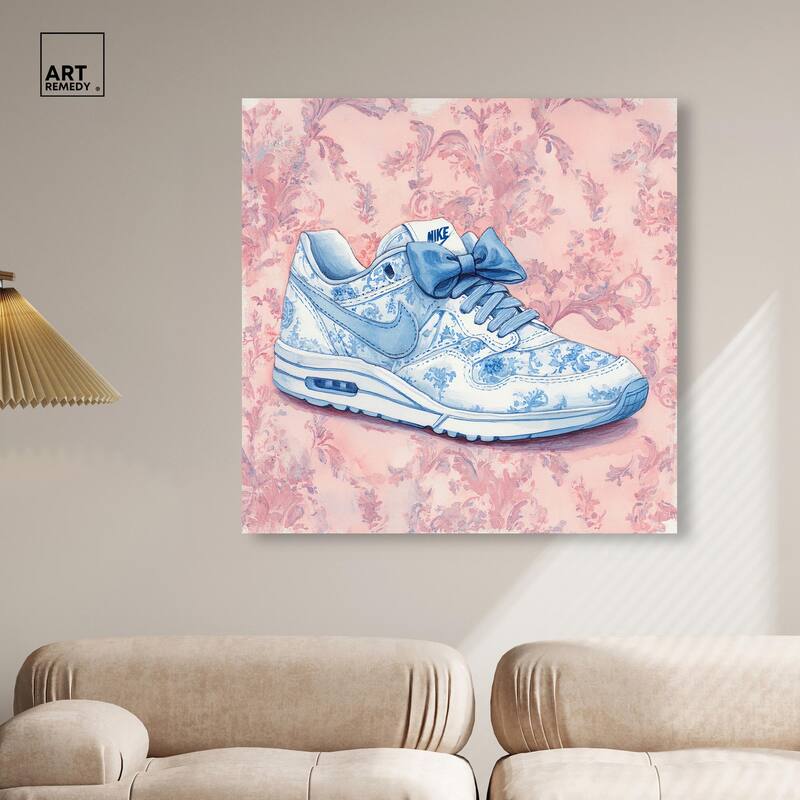 Blue Bow Sneaker II Canvas by Art Remedy, Gallery Wrapped