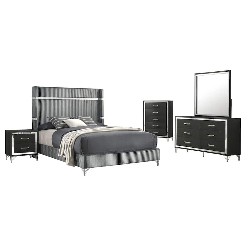 Lucia Bedroom Set Grey and Black