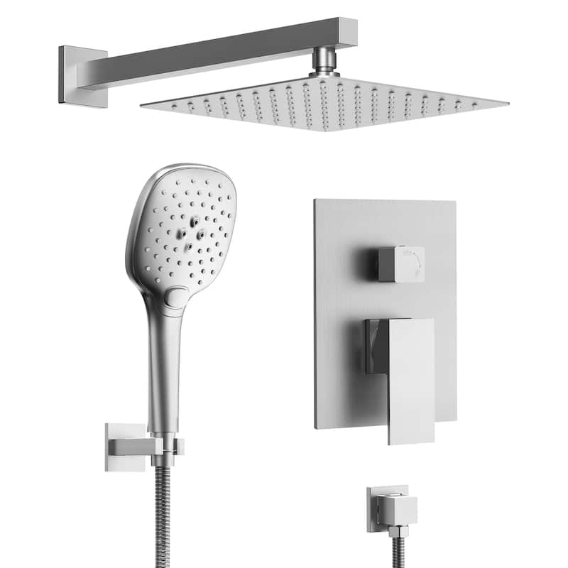 GRANDJOY 10" Dual Rain and Handheld Shower System with 3‑Mode Spray and Pressure‑Balanced Valve