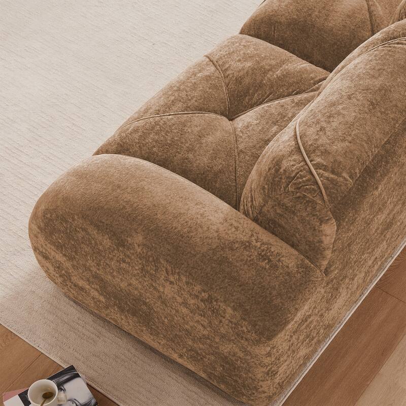 Roomfitters 2-Seater Tufted Velvet Sofa, No Assembly Boneless Cloud Couch with 32D High-Density Sponge