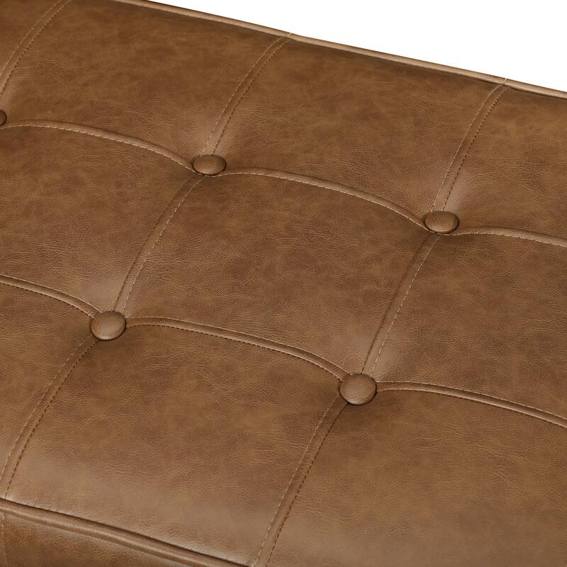 Adeco 40" Faux Leather Storage Ottoman Bench with Tufted Button - 40"X18.8"X16.5"