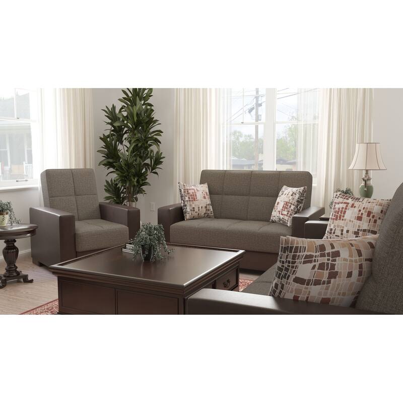 Collection Upholstered Convertible Loveseat With Storage