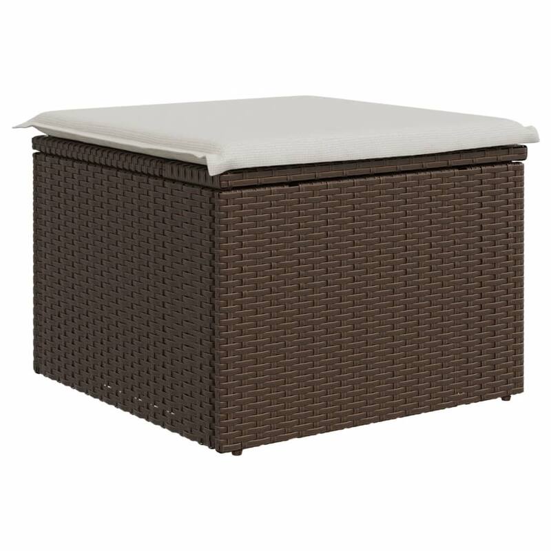vidaXL Patio Stool with Cushion Ottoman Outdoor Seating Cube Seat Poly Rattan - 21.7 x 21.7 x 14.6