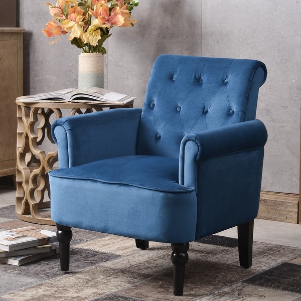 Button Tufted Roll Arm Club Chair Accent Chairs Bed Bath