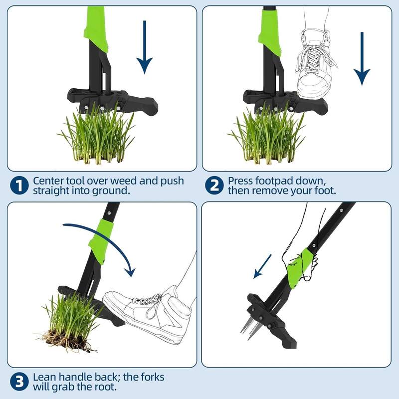 Gardening Hand Weeding Tool, 4-Claw Stand Up Weed Puller for Garden, Lawn Care