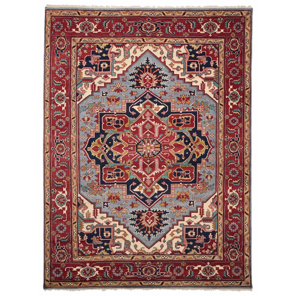 ECARPETGALLERY Hand-knotted Serapi Heritage Light Denim Blue Wool Rug - 8'11 x 11'10