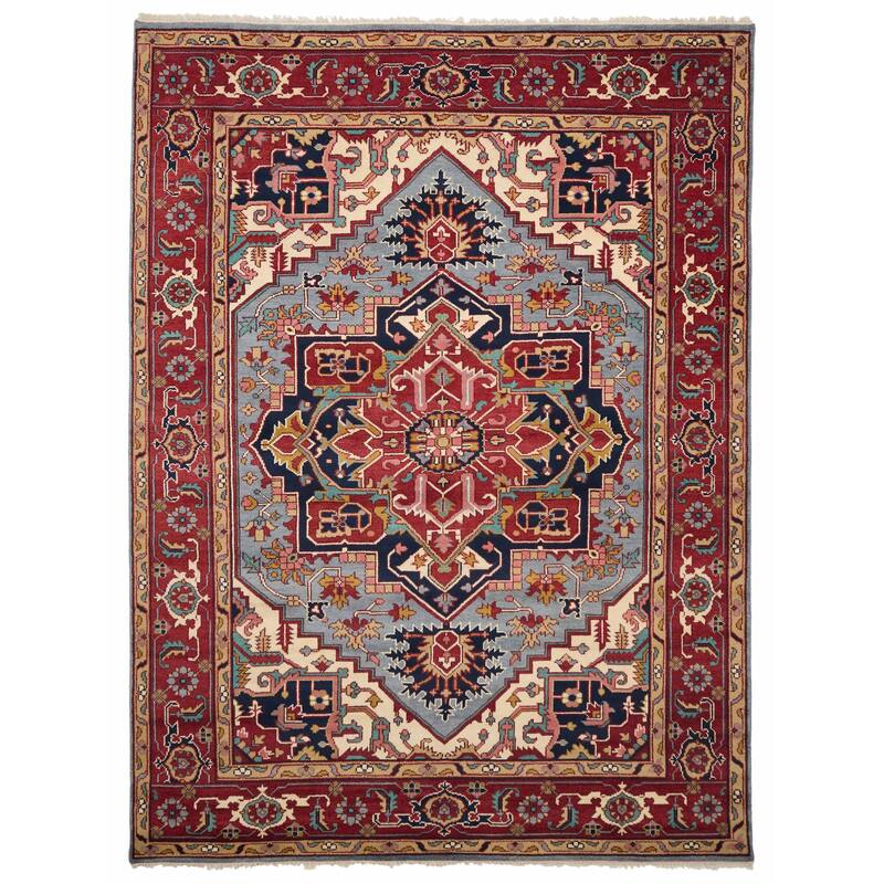 ECARPETGALLERY Hand-knotted Serapi Heritage Light Denim Blue Wool Rug - 8'11 x 11'10