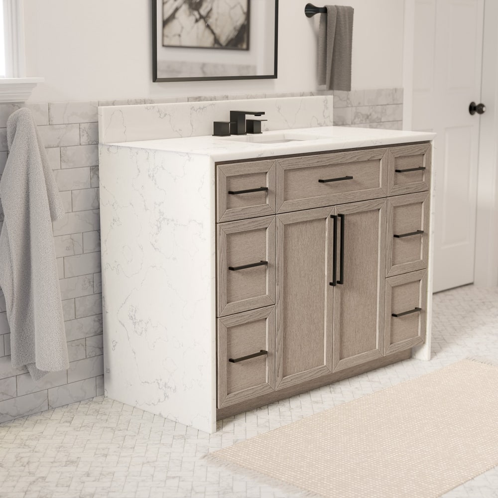 KitchenBathCollection Palisade 48" Waterfall Vanity with Engineered Marble Top