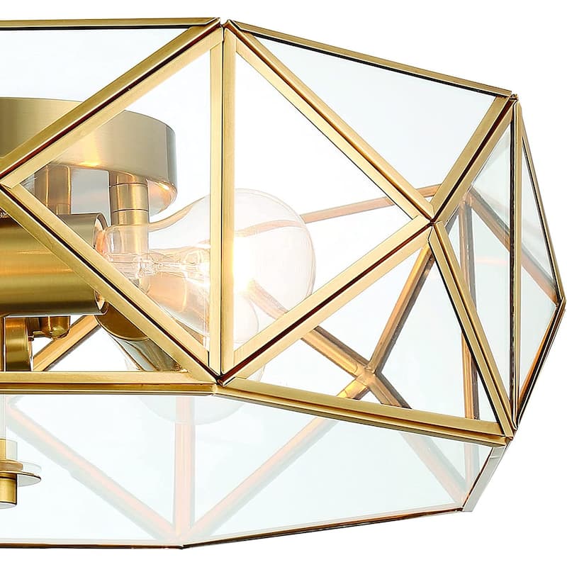 4 - Light 16.93" Unique/Statement Geometric Flush Mount - 5.91"H x 16.93"W x 16.93"D
