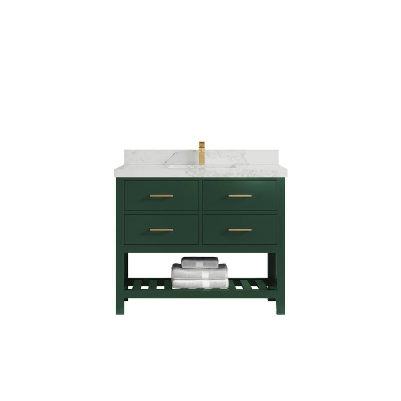 Willow Collections 42 in. W x 22 in. D Parker Single Sink Bathroom Vanity with Countertop - 2" Calacatta Nuvo - Lafayette Green