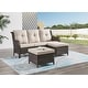 preview thumbnail 31 of 34, Rilyson 3-Piece Outdoor Wicker Sectional Sofa Set with Ottoman Brown/Beige