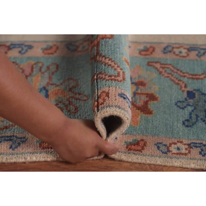 All-Over Oushak Area Rug Hand-Knotted Wool Carpet - 7'11"x 9'10"