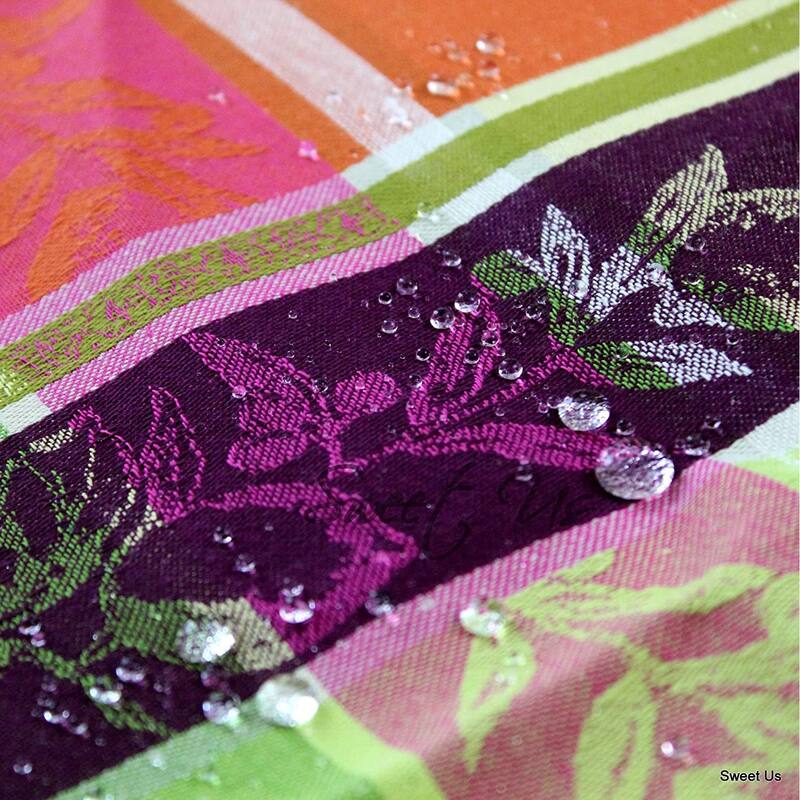 Wipeable Spill Resistant French Citron Cotton Jacquard Tablecloth