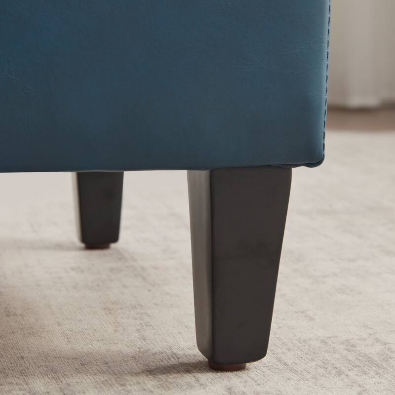 50.3" x 17.50" x 18" Upholstered Rectangular Storage Ottoman-Faux Leather