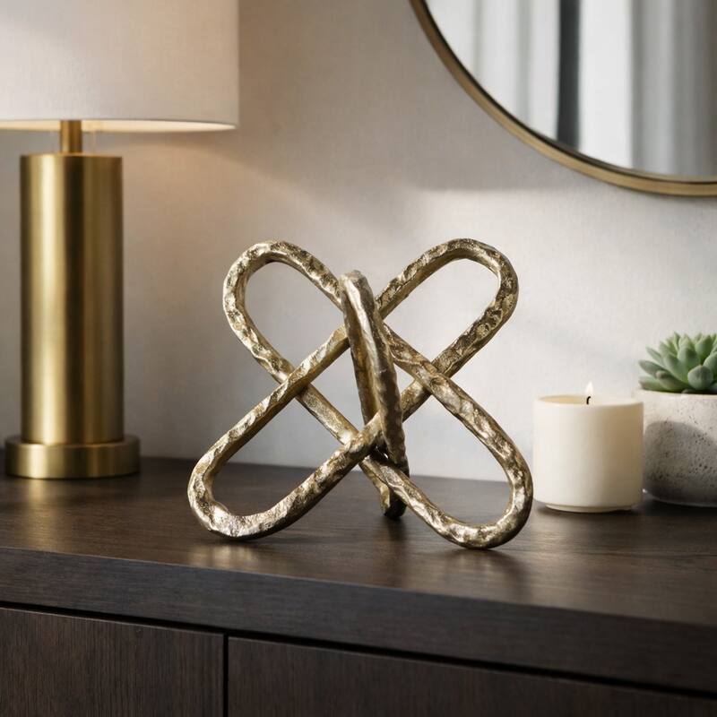 Contemporay Metal Round Edge Jack Decorative Object - 9.0"