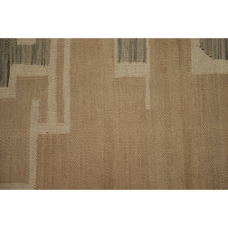 Hand Woven Oriental 100% Wool Carpet Southwestern Tribal Beige & Ivories Kilim Area Rug - 5' 0'' X 3' 5''