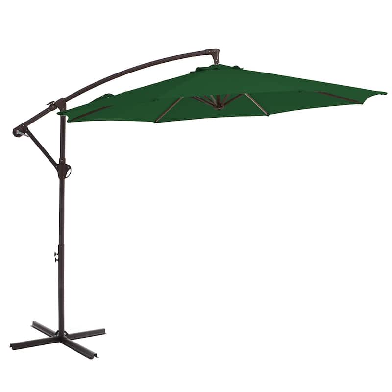 10ft Steel Crank Lift Hanging Offset Cantilever Umbrella - Forest Green
