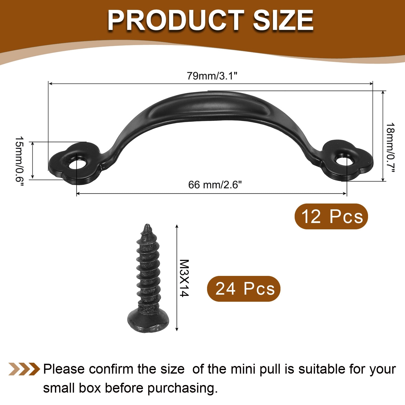 12Pcs Mini Decorative Handles, 3.1" Vintage Pull Jewelry Drawer Box