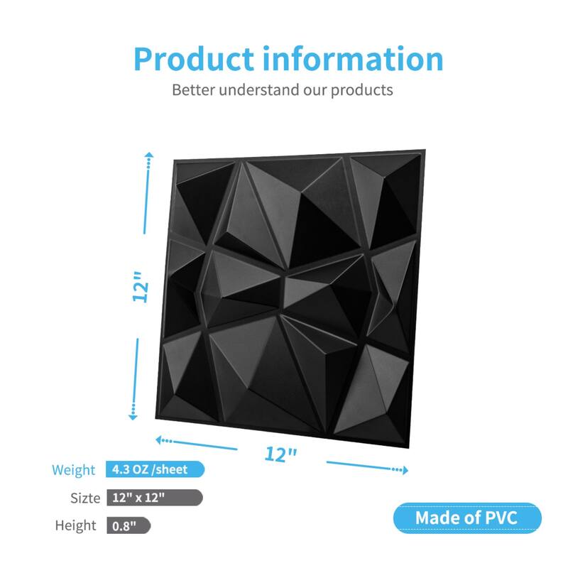 Art3d 3D Wall Panels PVC Diamond Design (32 Sq.Ft)