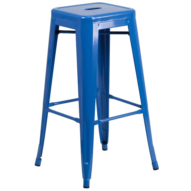 23.75-inch Square Metal Indoor-Outdoor Bar Table Set - 27.75"W x 27.75"D x 40"H