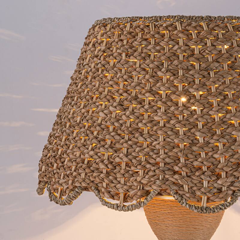 Flora 24" Rattan Table Lamp with USB 3-Way Touch Dimmer