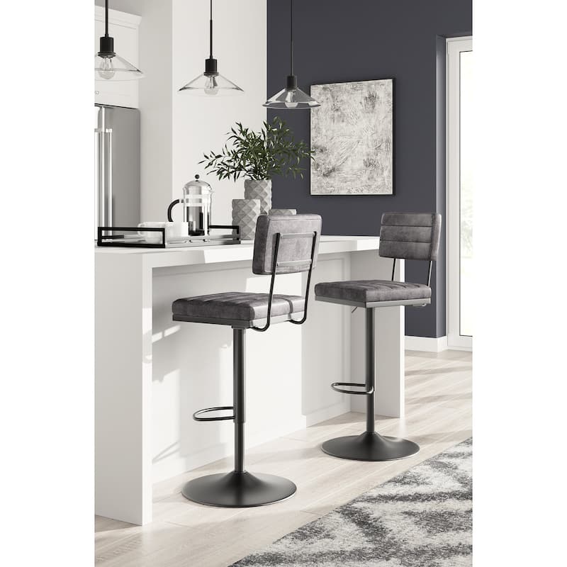 Ashley Furniture Strumford Swivel Barstool (Set of 2) - 18"W x 18"D x 33-43"H - Gray/Black