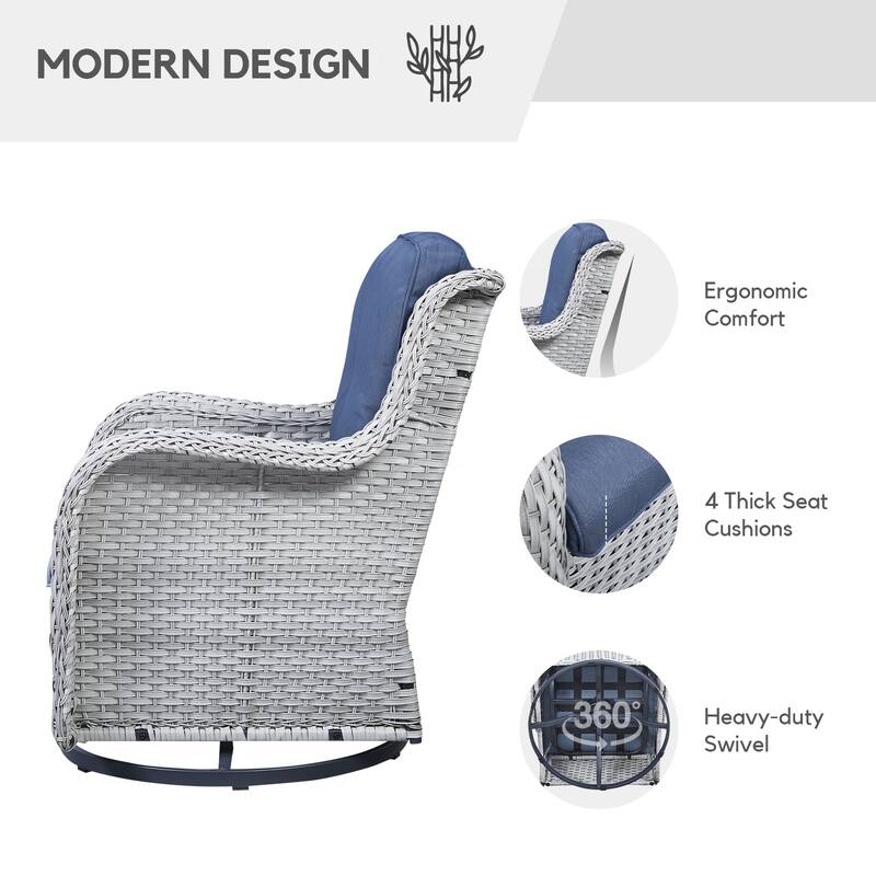 Gymojoy Patio Swivel Rocking Chair Coffee Table Set