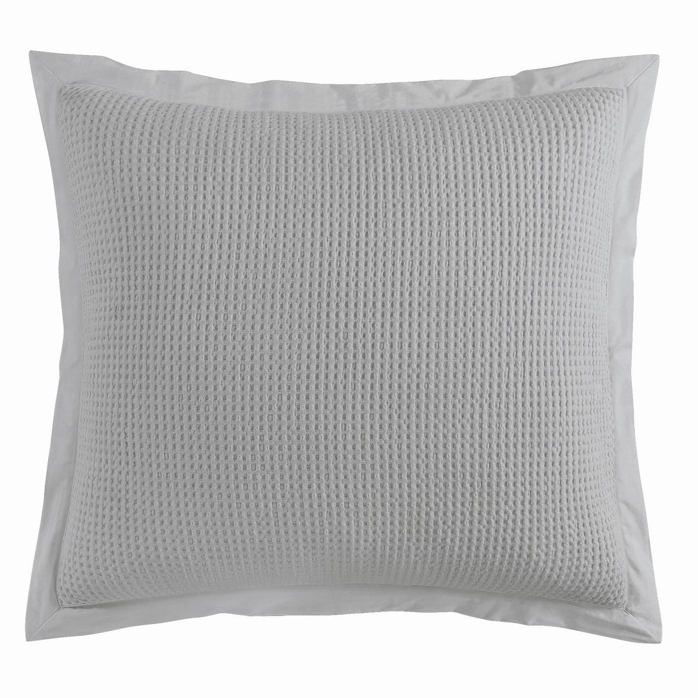 HiEnd Accents Stonewashed Cotton Waffle Weave Euro Sham, 27"x27"