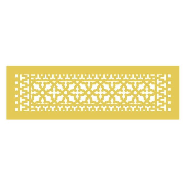 Reggio Registers Scroll Series 6" x 24" Grille with Mounting Holes - Sun Gold Aluminum