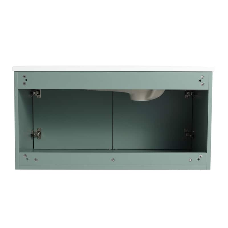 Bathroom Vanity With Sink In 24/36 Inch, Floating Bathroom Vanity With Soft Close Door
