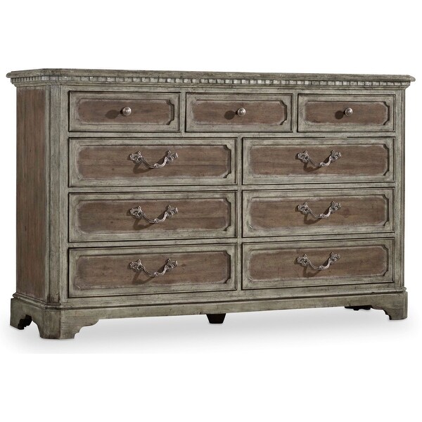 Hooker Furniture 5701-90002 70" Wide 9 Drawer Hardwood Dresser from the True Vintage Collection - Soft Whitewashed Driftwood