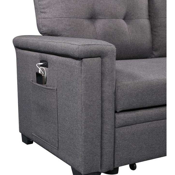Reversible Sleeper Sectional Sofa with Storage Chaise and Pocket