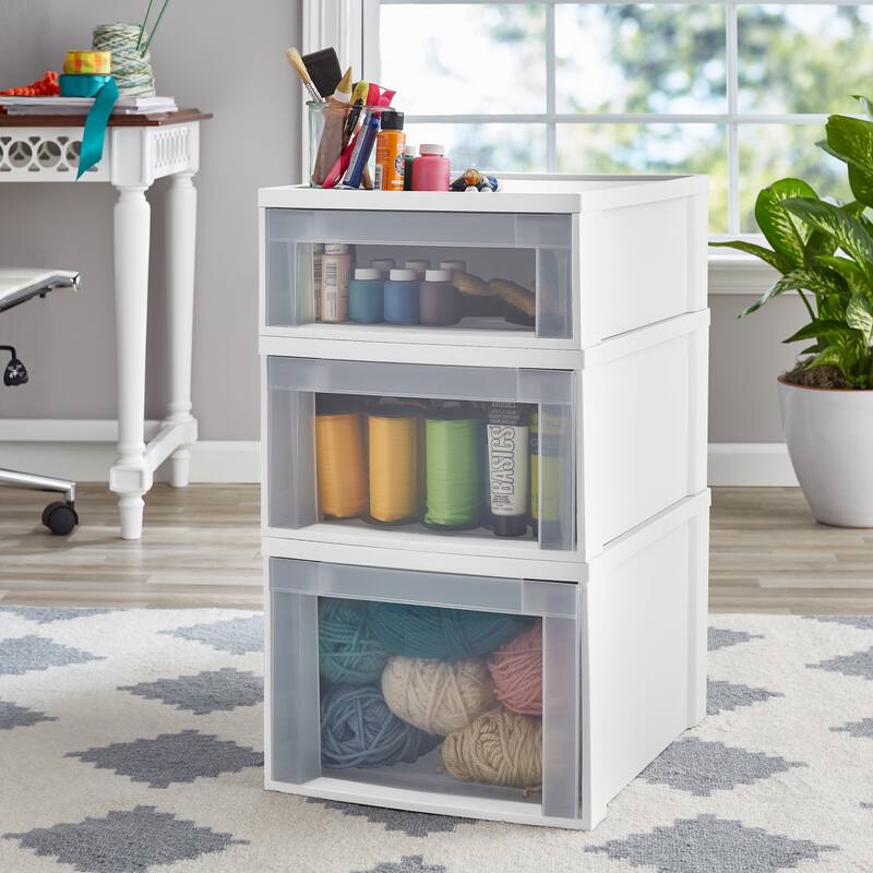 STARPLAST Medium Stackable Storage Drawer, White