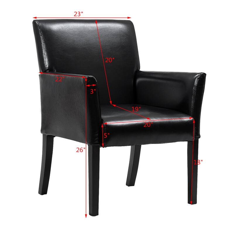 Modern PU Leather Reception Guest Chairs Padded Seat and Arms