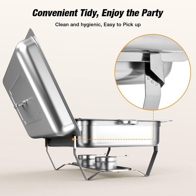 4 Pack Chafing Dish Buffet Set, 8QT Stainless Steel 1/2 Size Pan Chafing Dish, Chafers and Buffet Warmer Sets for Wedding