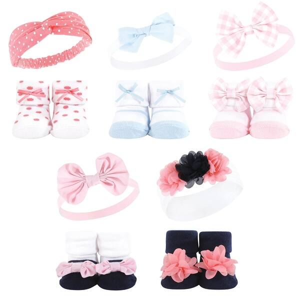 slide 1 of 1, Hudson Baby Infant Girl Headband and Socks Giftset, Pink Blue 10-Piece, One Size - Pink Blue 10-Piece Pink Blue 10-Piece - One Size