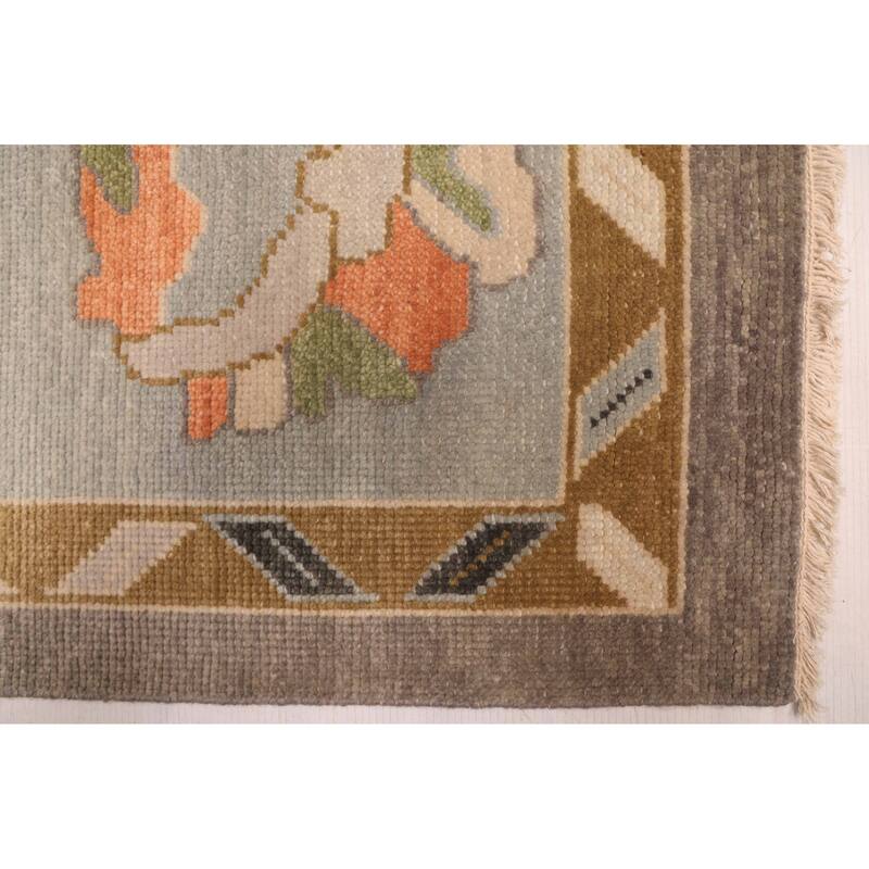 ECARPETGALLERY Hand-knotted Modern Oushak Dark Grey Wool Rug - 9'9 x 13'9