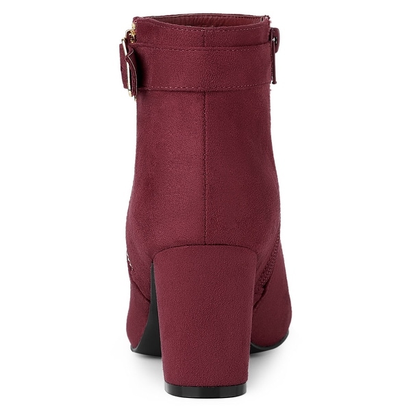 pointed toe block heel ankle boots