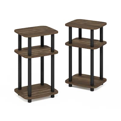 Furinno Just 3-Tier Turn-N-Tube Curve End Table, Side Table, 2-Pack