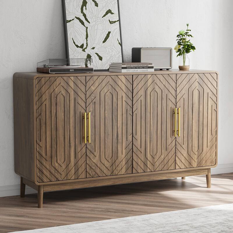 Modern Buffet Cabinet - 3 Adjustable Shelves & Anti-Tip