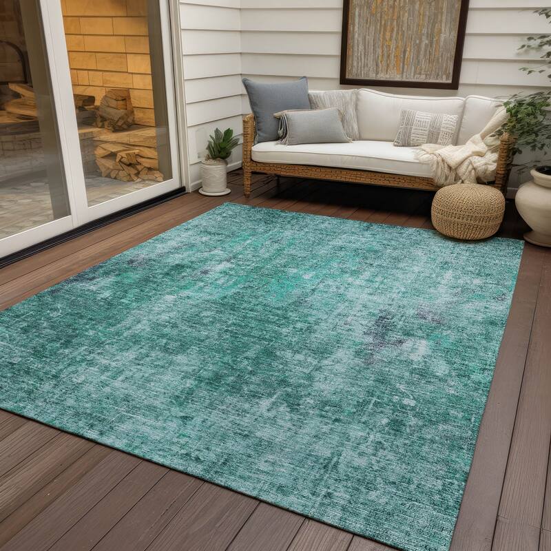 Machine Washable Indoor/ Outdoor Chantille Solid Ombre Rug