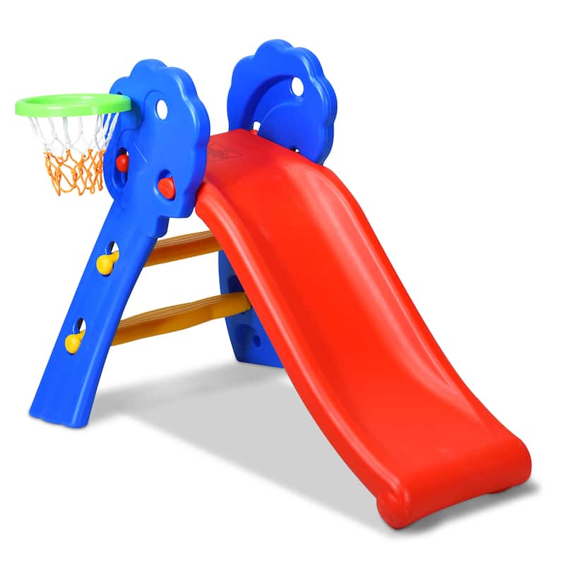 Sturdy Plastic Toddler Slide Freestanding Climber Slide Playset - Blue, Red, Yellow