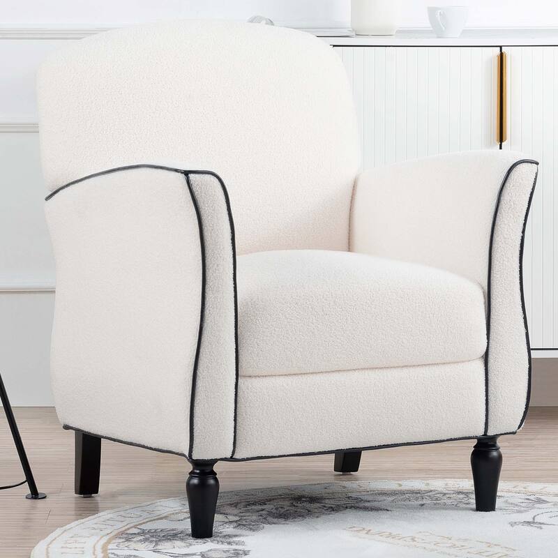 Upholstered Accent Chair with Wood Legs