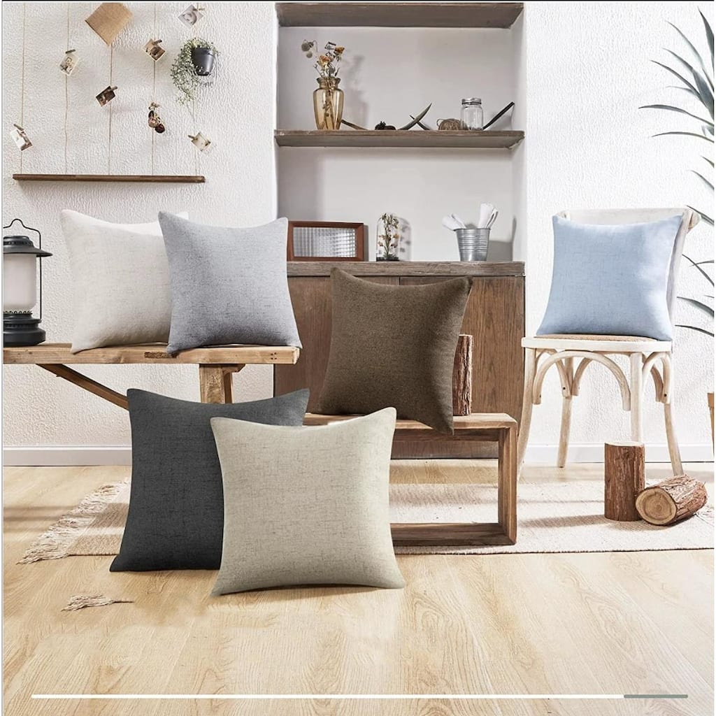 Deconovo Faux Linen Throw Pillow Covers 4 PCS(Cover Only)