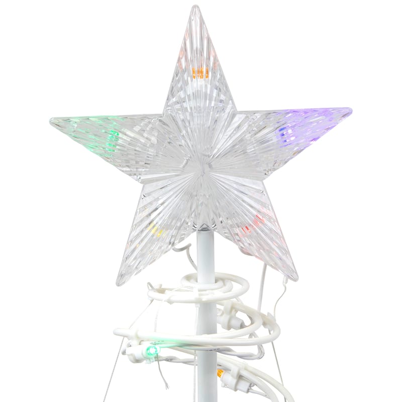 Set of 2 LED Lighted Multi-Color Outdoor Spiral Christmas Cone Trees 3' 4'