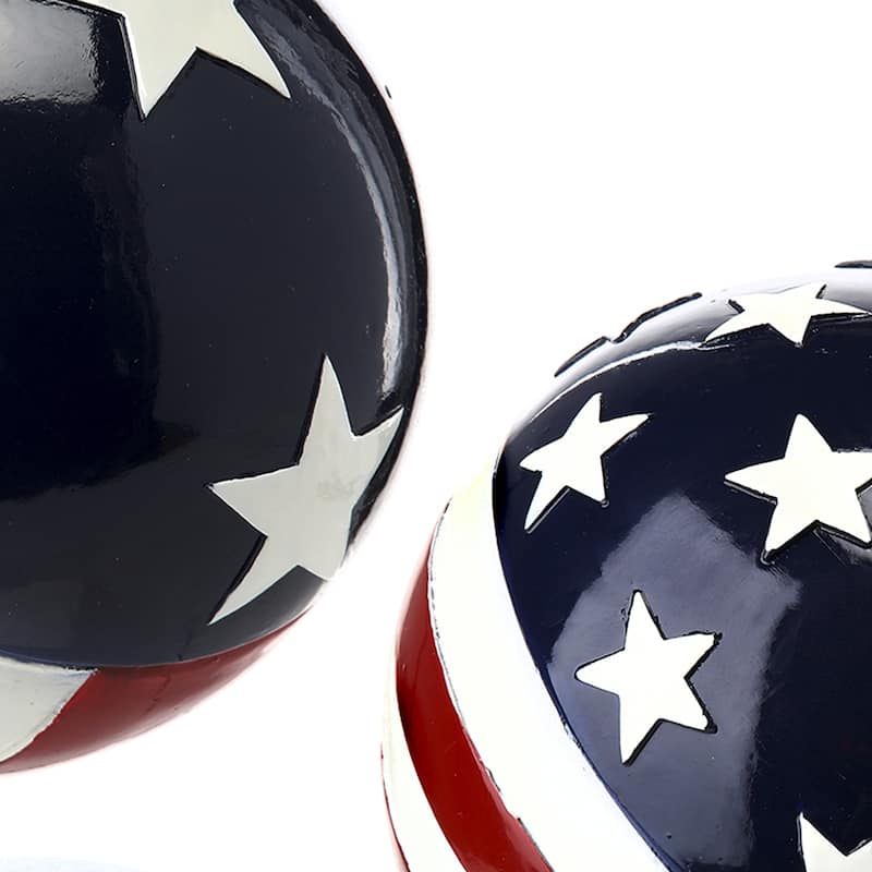 3.5"D Polystone Flag Orbs Set of 3