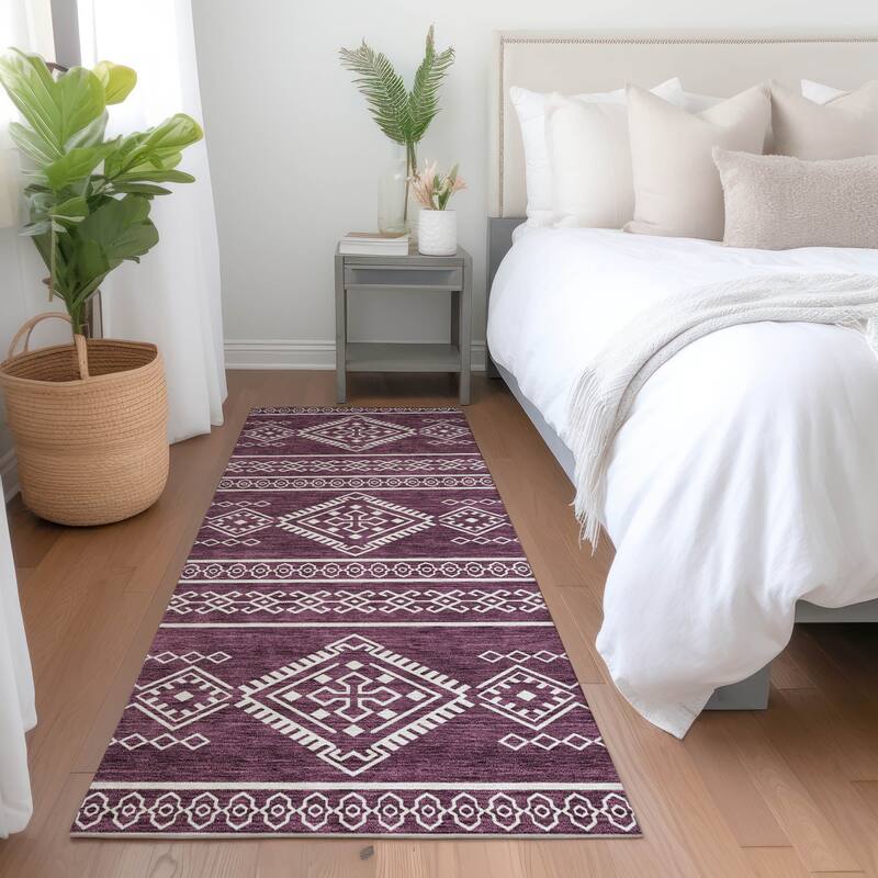 Premium Washable Super Soft Boho Globe Mayfield Rug - Eggplant - 2'3" x 7'6"